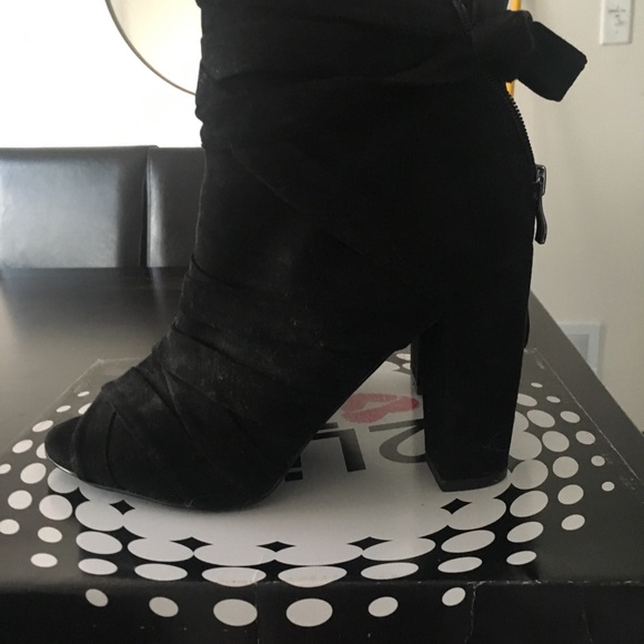 New: 2 Lips Too - Faux suede peep toe booties. - Picture 4 of 7